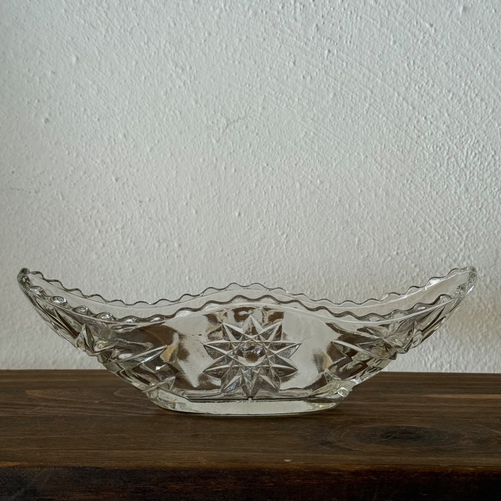 Vintage Anchor Hocking Star Of David Gondola Boat Candy Dish EAPC